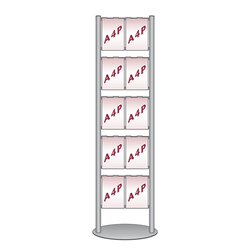 Upright ladder display 10x A4P single base
